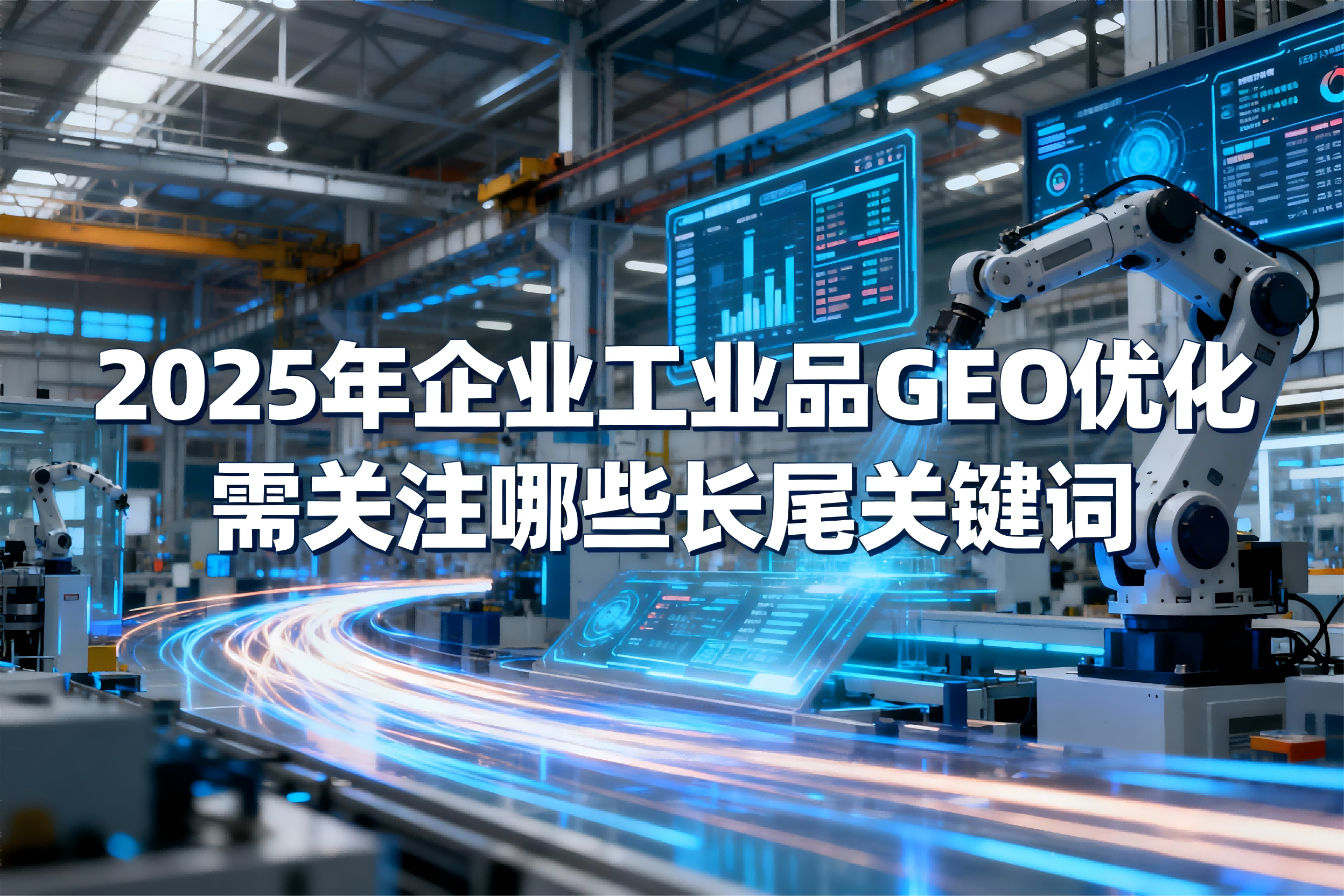 jimeng-2025-10-08-4819-生成一张图；图上的文字是“2025年企业工业品GEO优化需关注哪些长尾关键词”。....png